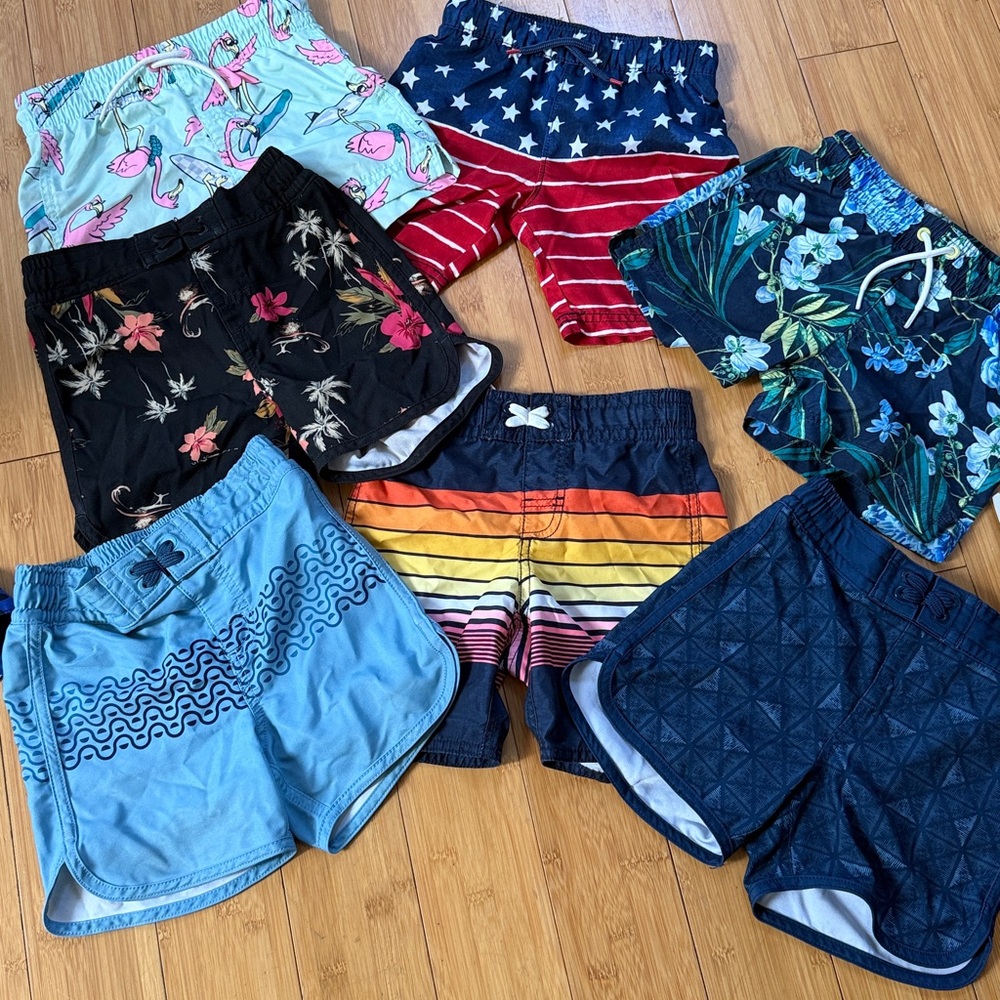 7 pairs of Assorted Kids swim Shorts size 5